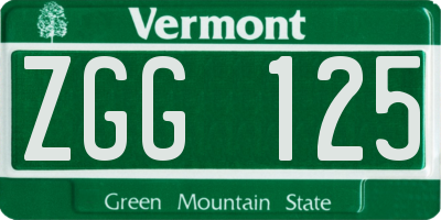 VT license plate ZGG125