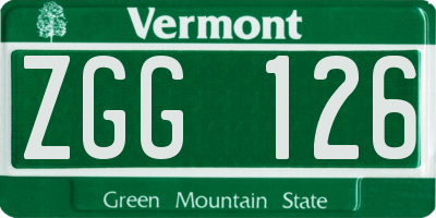 VT license plate ZGG126