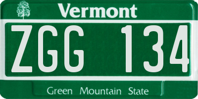 VT license plate ZGG134