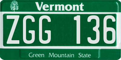 VT license plate ZGG136