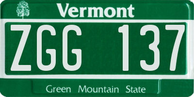 VT license plate ZGG137