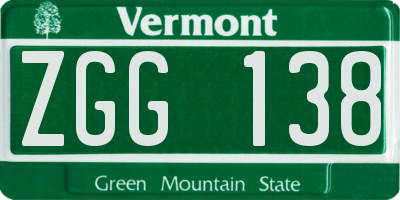 VT license plate ZGG138