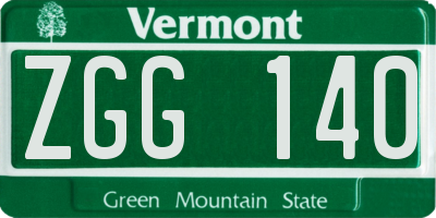 VT license plate ZGG140