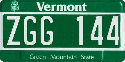 VT license plate ZGG144