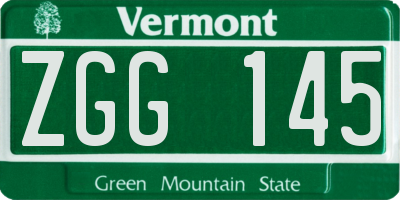 VT license plate ZGG145