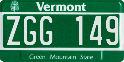 VT license plate ZGG149