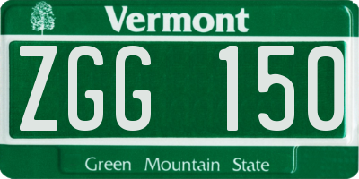 VT license plate ZGG150