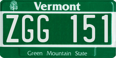 VT license plate ZGG151