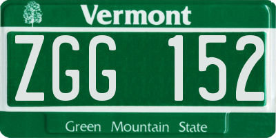 VT license plate ZGG152