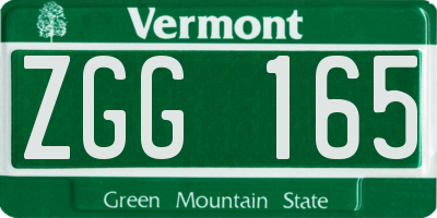 VT license plate ZGG165
