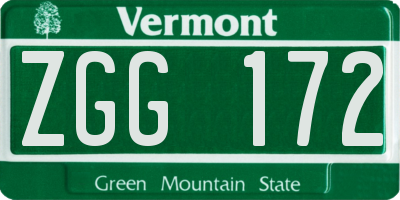 VT license plate ZGG172