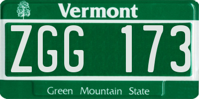 VT license plate ZGG173