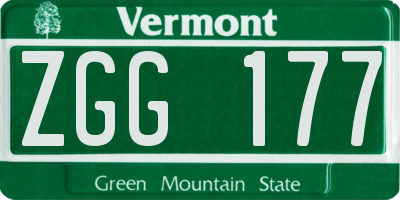 VT license plate ZGG177