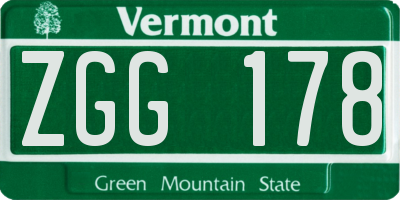 VT license plate ZGG178