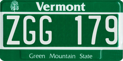 VT license plate ZGG179