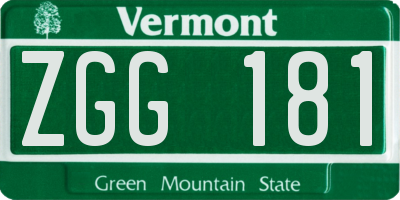 VT license plate ZGG181