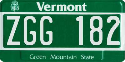 VT license plate ZGG182