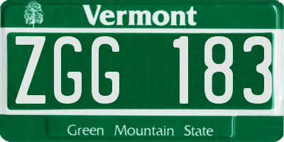 VT license plate ZGG183