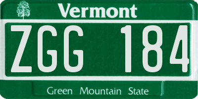 VT license plate ZGG184