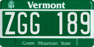 VT license plate ZGG189