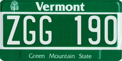 VT license plate ZGG190