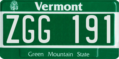 VT license plate ZGG191