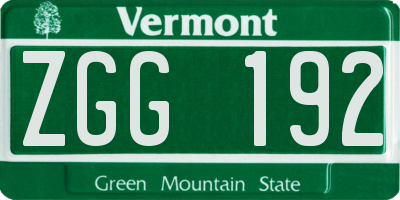 VT license plate ZGG192