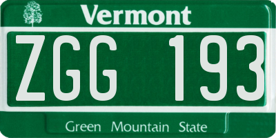 VT license plate ZGG193