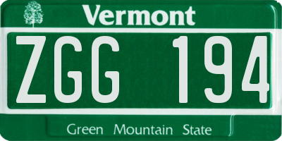 VT license plate ZGG194