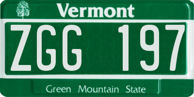 VT license plate ZGG197