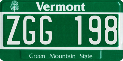 VT license plate ZGG198