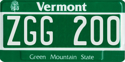 VT license plate ZGG200