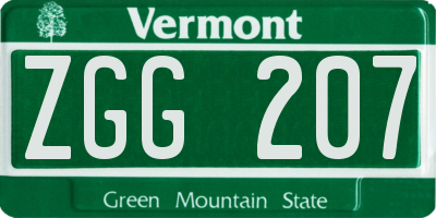 VT license plate ZGG207