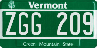 VT license plate ZGG209
