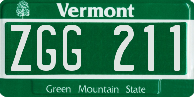 VT license plate ZGG211