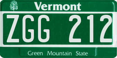 VT license plate ZGG212