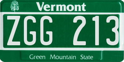 VT license plate ZGG213