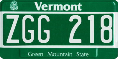 VT license plate ZGG218