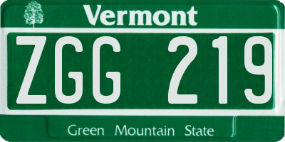 VT license plate ZGG219
