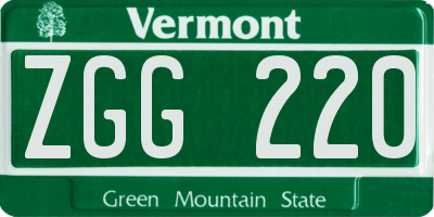 VT license plate ZGG220