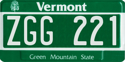 VT license plate ZGG221