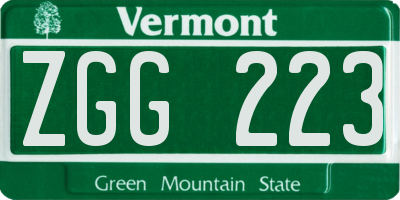 VT license plate ZGG223