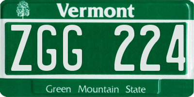 VT license plate ZGG224