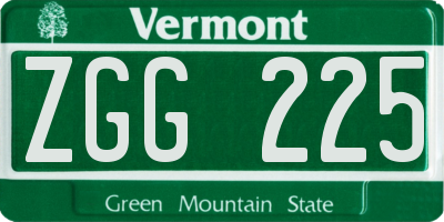 VT license plate ZGG225