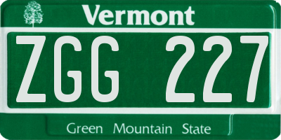VT license plate ZGG227