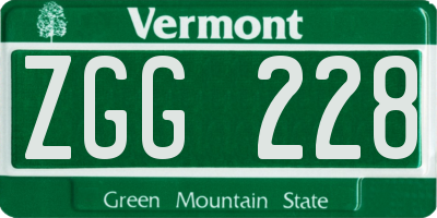 VT license plate ZGG228