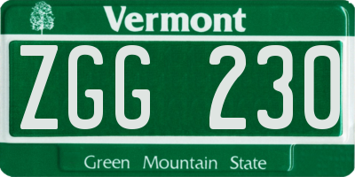 VT license plate ZGG230