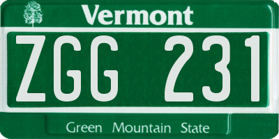 VT license plate ZGG231
