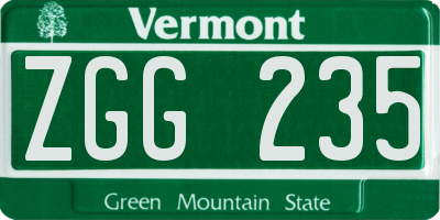 VT license plate ZGG235