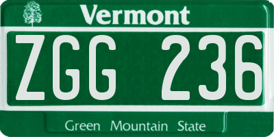 VT license plate ZGG236